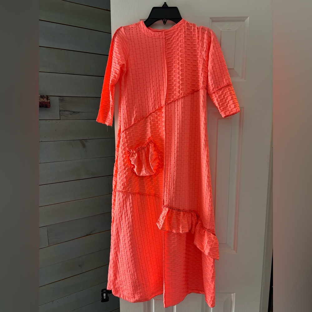 Elegant Coral Textured Dress